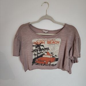 Altar'd State Graphic Crop Top - Brown